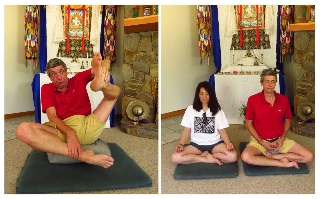 two people meditating