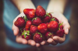Being mindful with food: A large handful of Strawberries