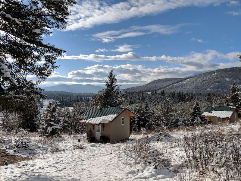 Mountain cabin in winter