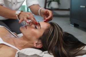 Woman being treated by healer